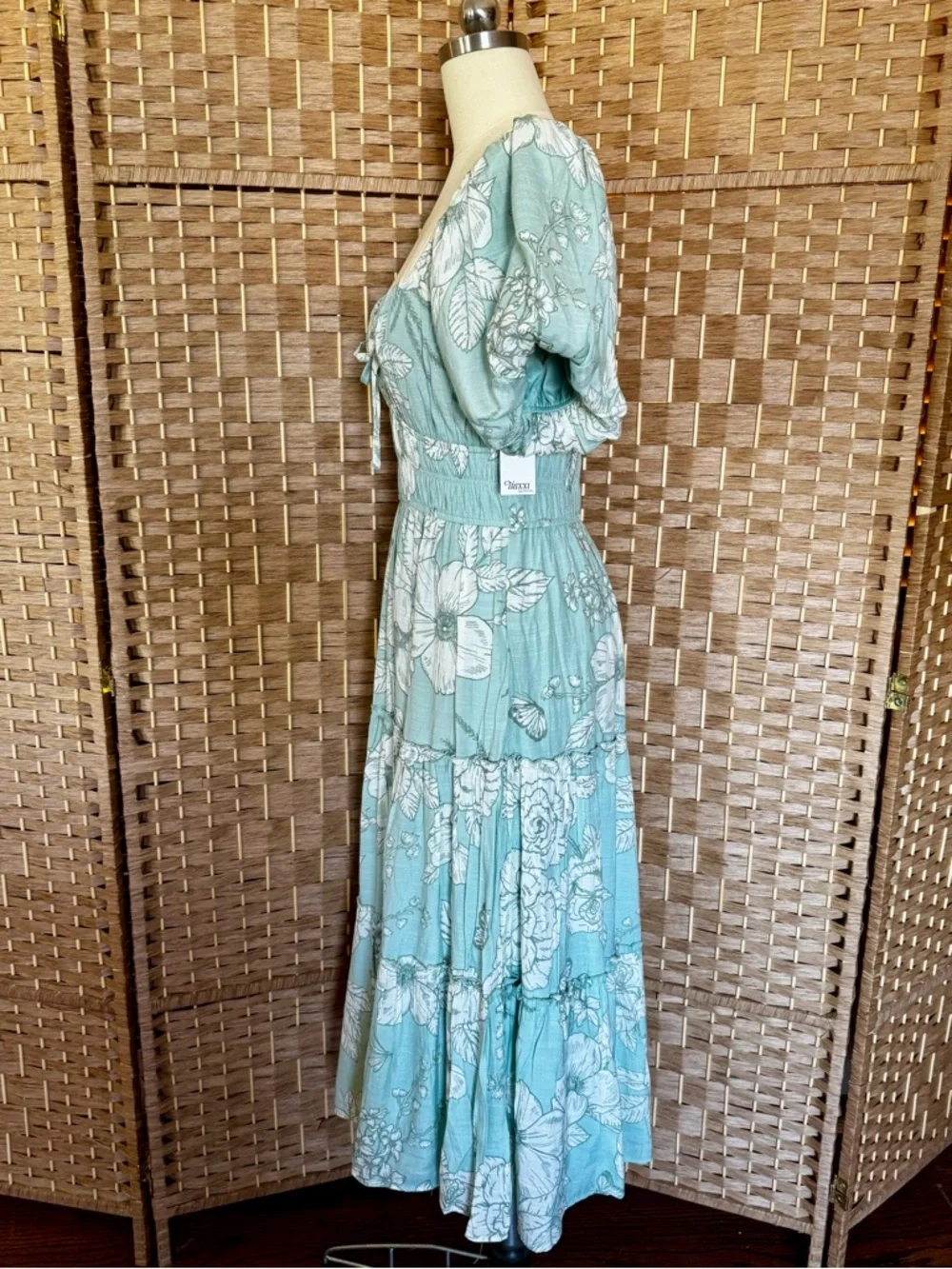 NWT Trixxi puff sleeve midi milkmaid dress S (junior’s) - Picture 8 of 15